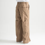 Poly Cotton RIB Track Zip Pants - BEIGE