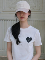 ハートロゴTシャツ - クリーム