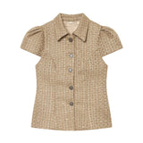 Lurex Tweed Puff Blouse