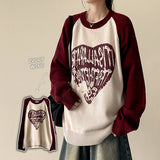 Duka heart color matching Nagrang ボックスフィットラウンドニット