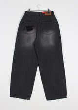 LACE DAMAGE BLACK DENIM