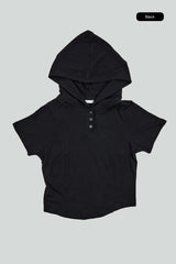 Let henley crop hoodie top