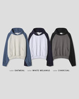 (UNISEX) Raglan Color Block Crop Hoodie