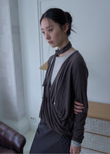 Lotus Drape Scarf Top (Brown)