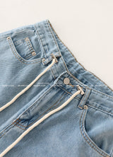 Light blue string strap cutting wide pants