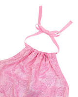 ツートーンリボンペイズリーホルターネックトップ _ PINK