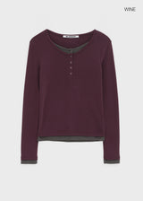 [MADE] Yusia Layered Snap Long Sleeve T-shirt