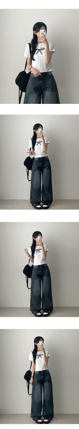 Loafing Natural Washing Daily Denim Wide Pants