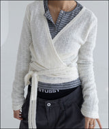 Pomel wrap knit cardigan