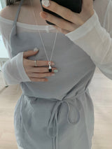 Black gemstone drop necklace