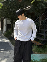 ワッフルダイアゴナルボタンクロップロングスリーブTシャツ