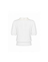 [PRE-FALL] Lune High Neck Satin Shawl Puff Sleeve Knit Top Ivory