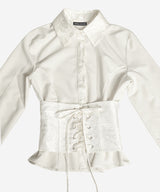 SATIN MIX CORSET SHIRT #IVORY JACQUARD