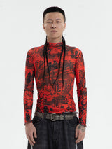 RTVG(RETROVEGAS) Chinese dragon fonts elasticity mesh clothing