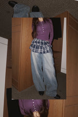 checkered layered frill wrap skirt