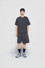 24FW アップリケロゴピグメントショートスリーブTシャツチャコール