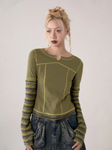 Chemical Girls Striped two-way long-sleeved T-shirt