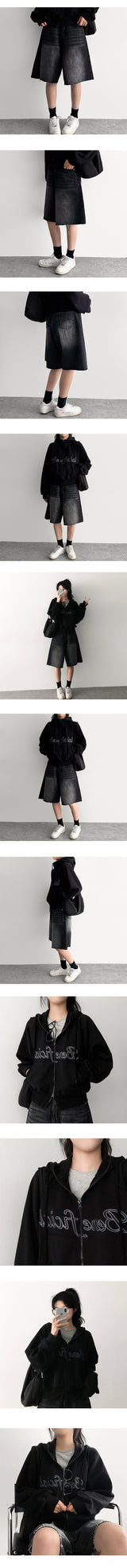 Eddy Hem Cutting Bermuda Denim Shorts