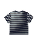 ストライプ ベーシック ロゴ Tシャツ ネイビー
