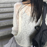 PongPong Boat Neck Slim Fit See-Through Mesh Lightweight Knit 4 Colors