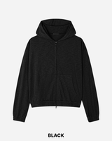 Roving Slub Cropped Hooded Zip-up