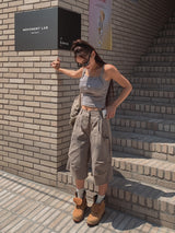 Point buckle ribbed sleeveless