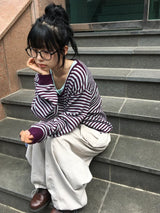 26FW★ [BAONHAUS] Sevnin Stripe V-Neck Knit
