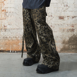 RELABEL 24SS マルチポケットプリーツクロップドパンツ ヒョウ柄シルエット テーパードレッグ