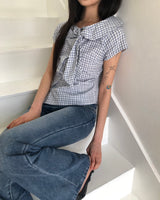 Yoning Check Short Sleeve Blouse