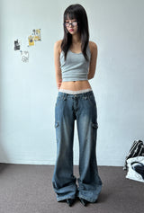 Semi Heart Side Cargo Loose Bootcut Pants 3color