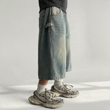 Ake waistband side snap denim Bermuda pants (3 colors)