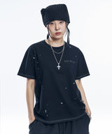 イージープリンティングクロップドTシャツ - ブラック