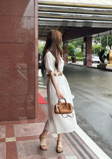 Moan Linen Pocket H-Line Shirt One Piece (Belt Set)