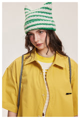 Cat Ear Little Devil Stripe Beanie