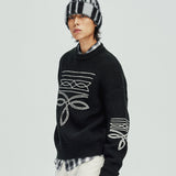 western stitch sweater black