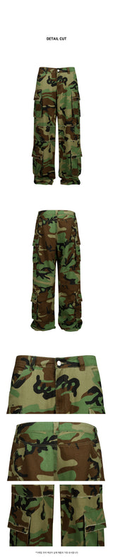 Distressed Camo Cargo Pants