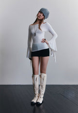 BOW&GRAPE LONG NECKLACE (CREAM)