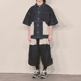 reverse terry pocket denim shortsleeve shirt_blue
