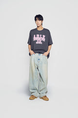 24FW オールドスクールクラックプリンティングショートスリーブTシャツチャコール