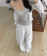 [ silver angel🩶 ] fair wing over cotton wide pt