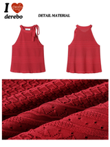 Halter Strap Red Flared Sleeveless T-shirt