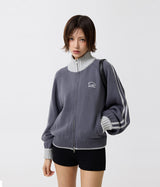 スポーティトラックセミクロップニットジップアップ - 3COLOR