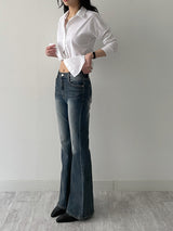 304 Cat Washing Semi-Bootcut Denim Pants