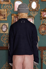 ARGYLE ZIP-UP KNIT / NAVY