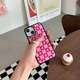 Flower check pattern epoxy bumper case (pink)