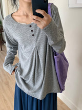 26SS★ [BAONHAUS] Latte Flower Over Long Sleeve Tee