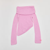 CUT-OUT OFF SHOULDER KNIT PINK