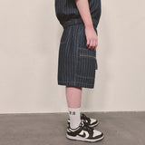 stripe denim shorts_blue
