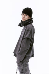 DAMAGE LAYERED L/S TEE (CHARCOAL)