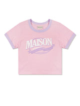 Women's Crop Vintage Mood Ringer Short Sleeve T-Shirt Pink (FCE2TS201W)